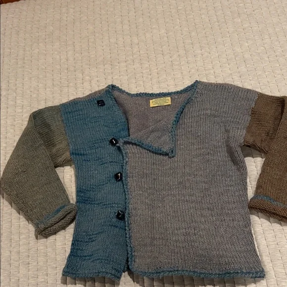 Seacolors One of a Kind Two-Tone Knit Cardigan. Hand Dyed & Loomed in Maine, - Picture 9 of 11